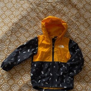 The North Face Yellow and Black Kids' Hooded Windbreaker